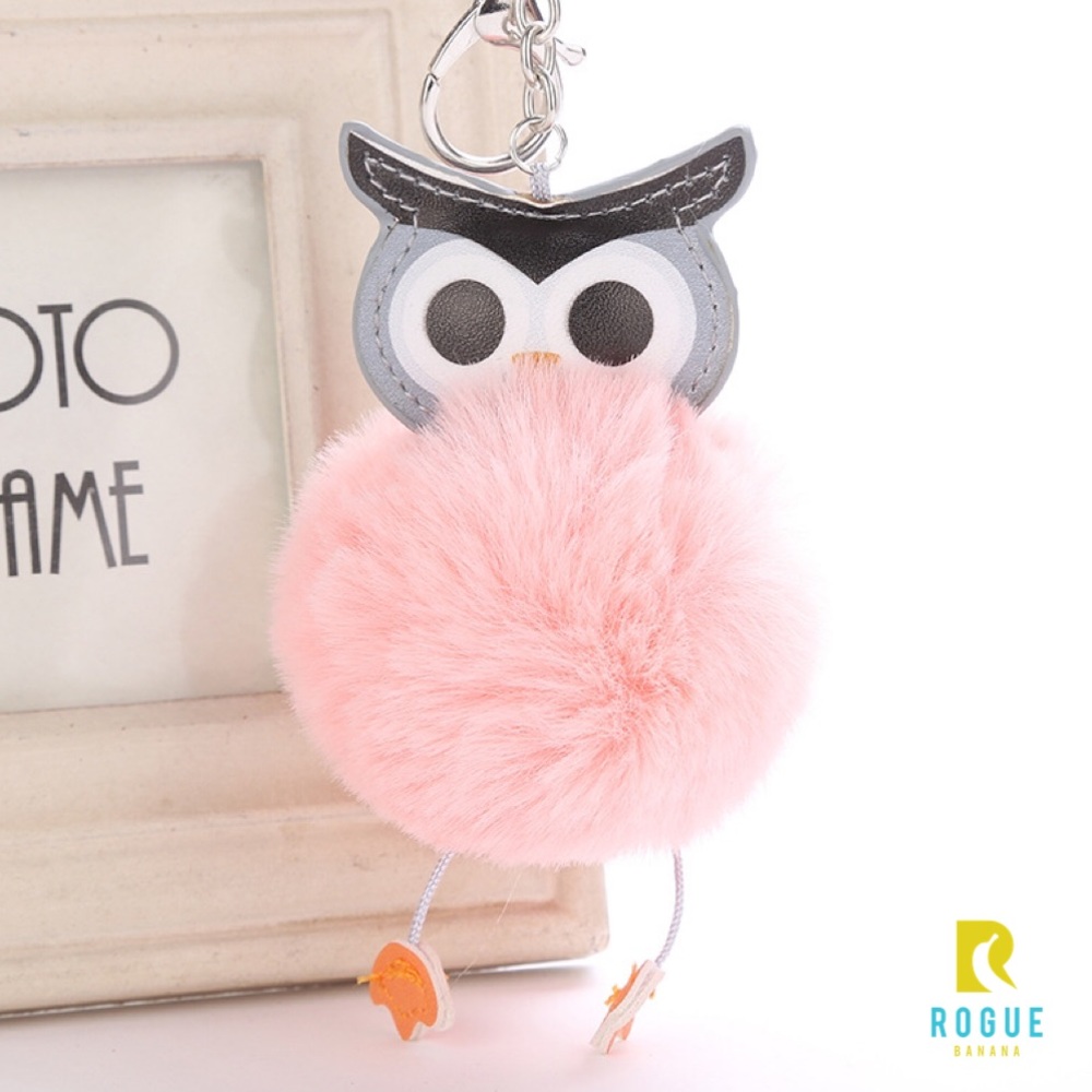 🆕Pink Owl Pom Silver Keychain Bag Charm 🦉